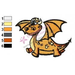 Happy Orange Dragon Embroidery Design
